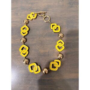 Liz Claiborne Statement Necklace Yellow and Gold Toggle Chain Chunky